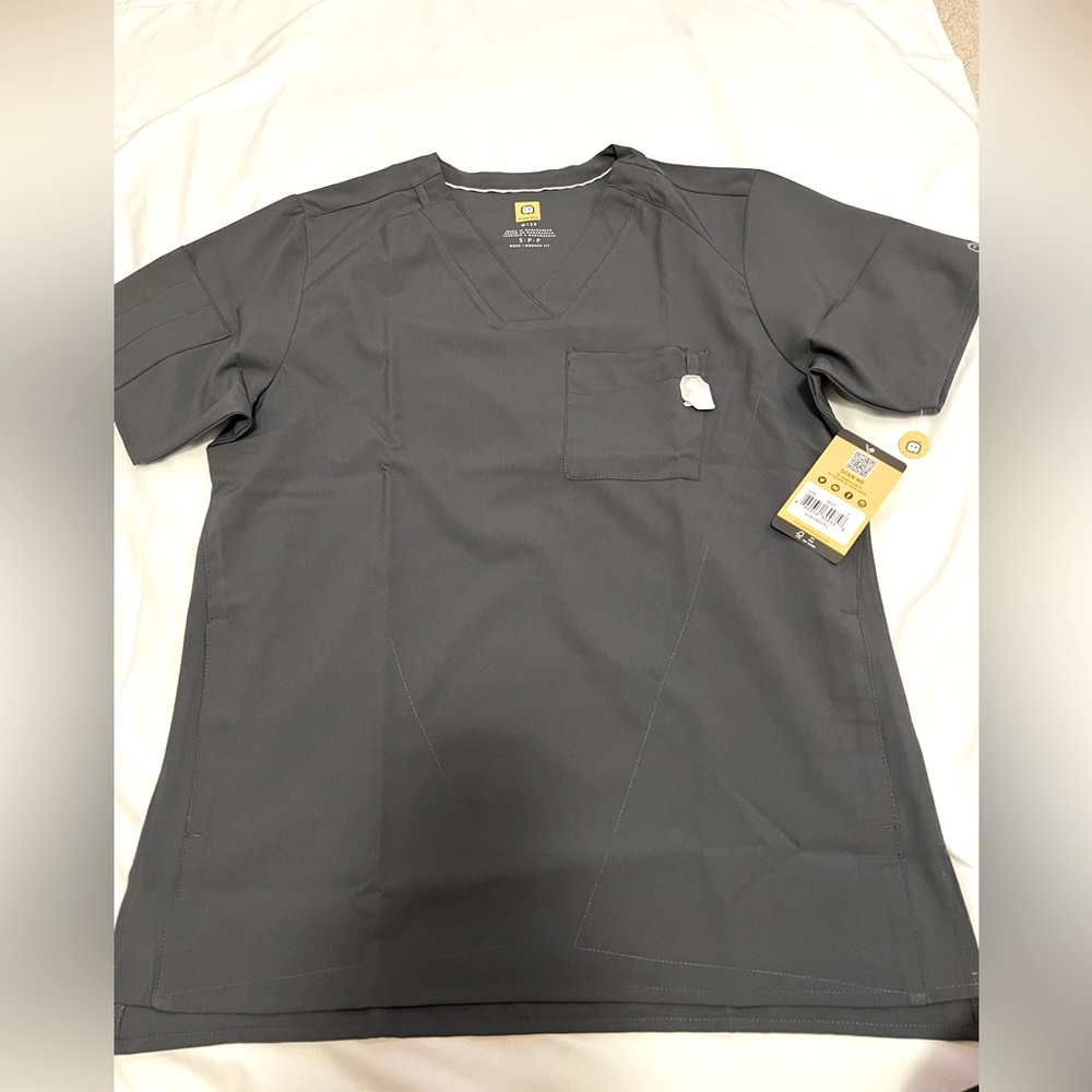 Wonder wink men's scrub shirt size small pewter grey